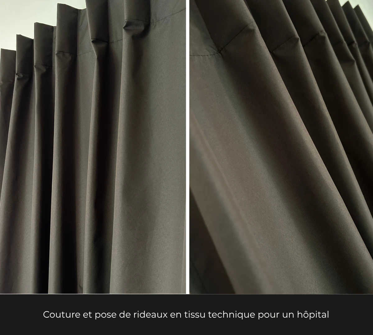 rideau technique pour hôpital cousu à la main par l'atelier DCRI Le Havre