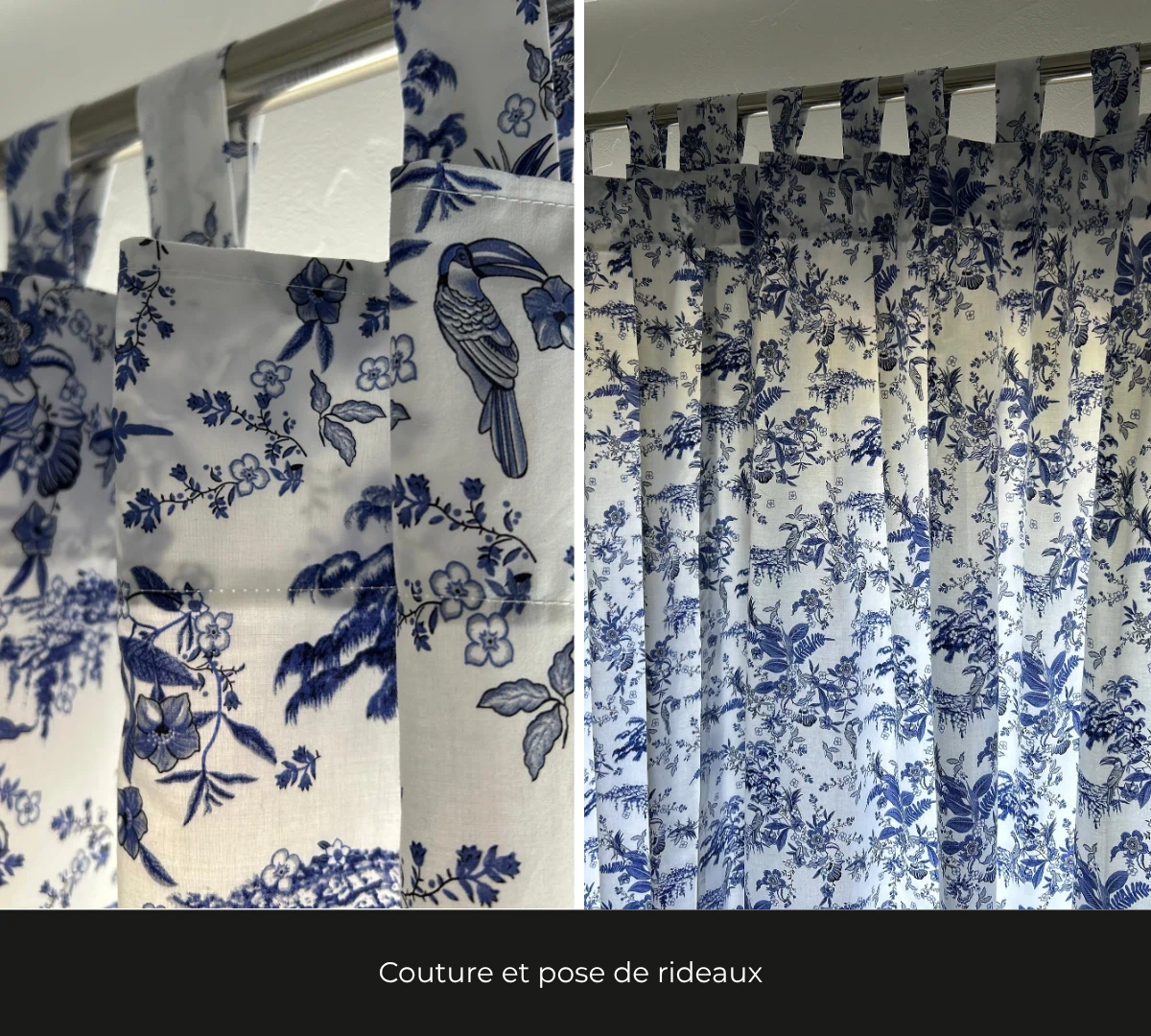 rideau à motif cousu à la main par l'atelier DCRI Le Havre