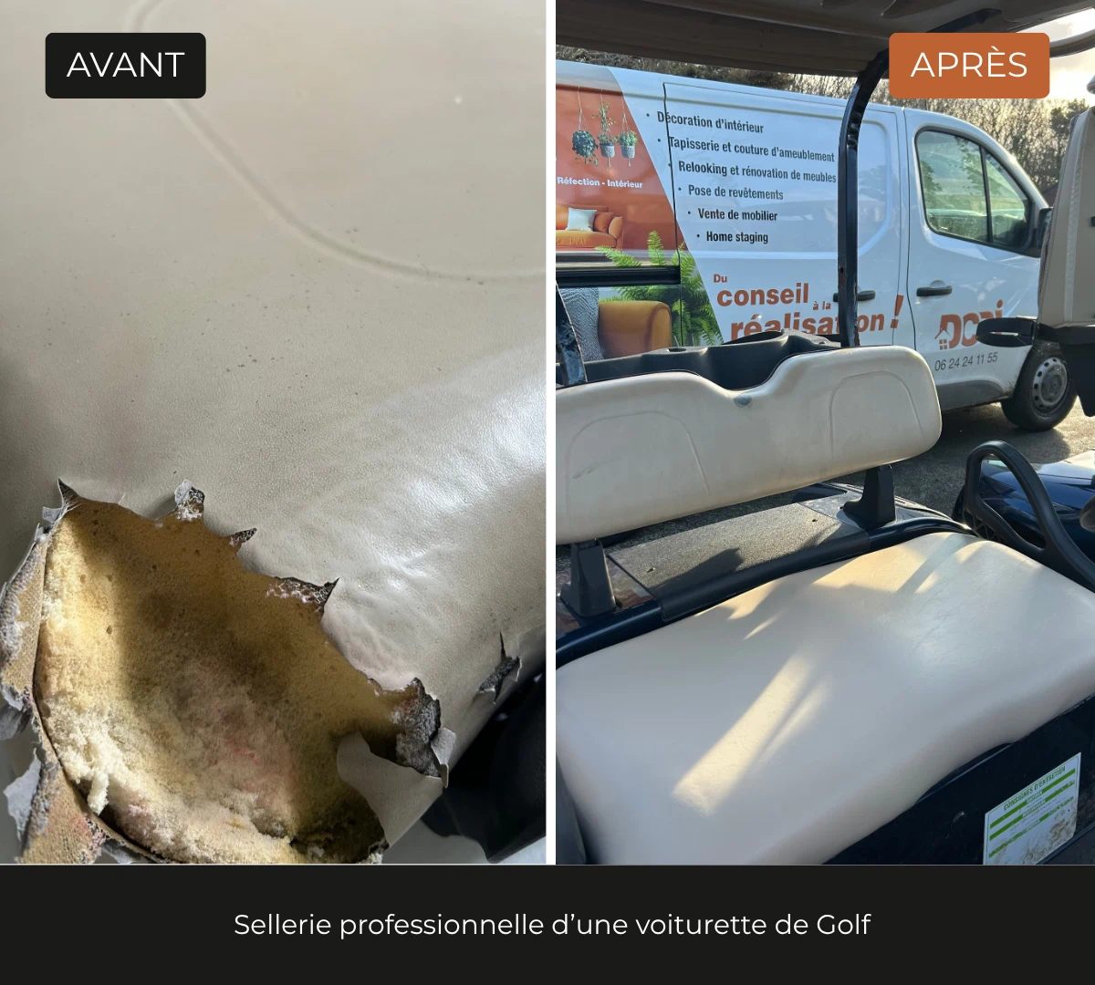 Sellerie de voiturette de golf par l'atelier DCRI du Havre